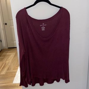 Burgundy long sleeve American Eagle Shirt
